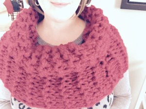 Claret Outlander Cowl over arms