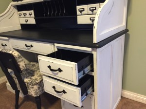 Rolltop Desk side angle of drawers